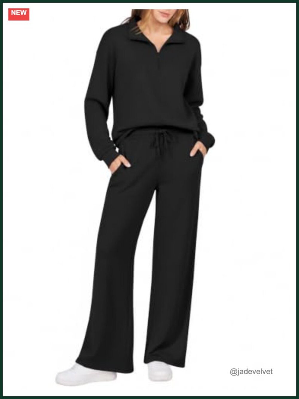 Women's 2 Piece Lounge Set Half Zip Pullover Wide Leg Pants S-XXL